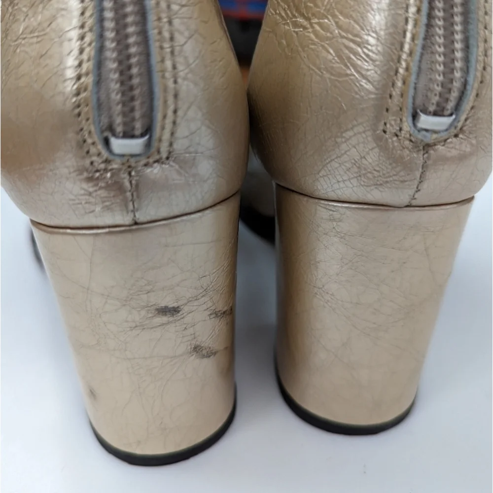 Free PEOPLE gold boots date night Elle block heel ankle 41 11 - Picture 10 of 15